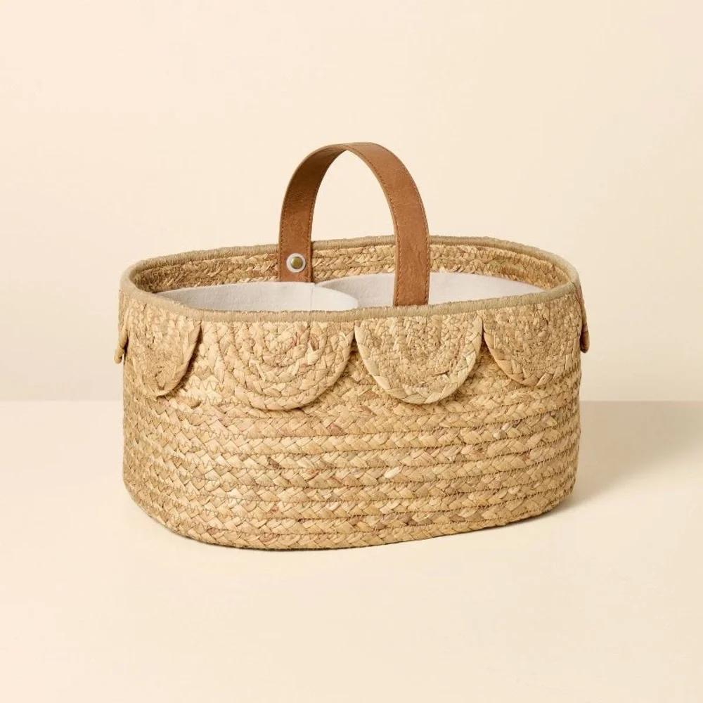 Natural Woven Scalloped Baby Diaper Caddy & Basket - Hearth & Hand with Magnolia